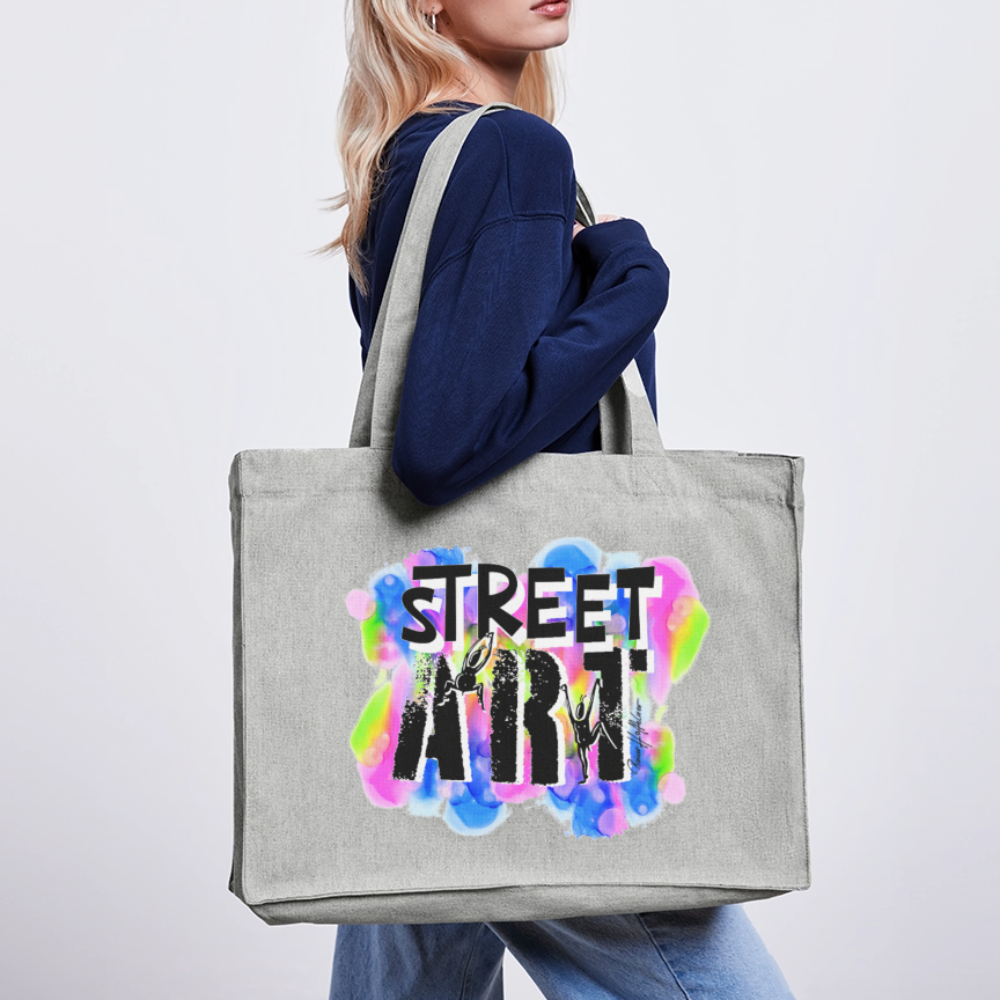 Recycelter Shopping Bag mit STREET ART PRINT - Grau meliert