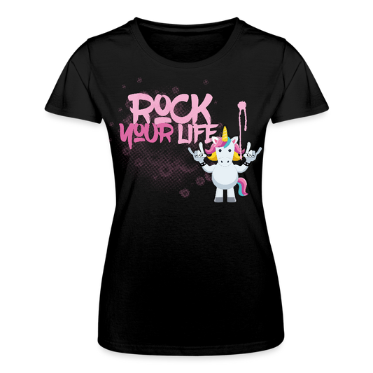 Frauen-T-Shirt mit ROCK YOUR LIFE PRINT - Schwarz