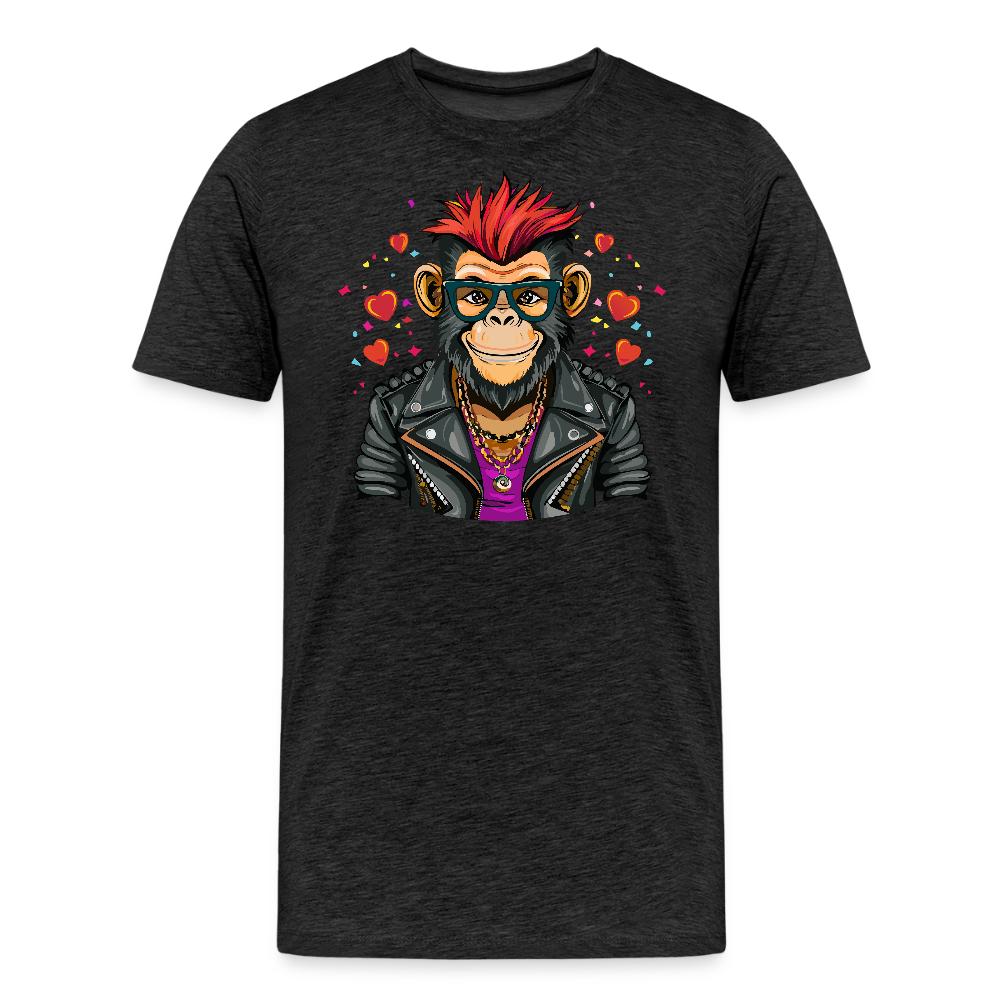 Männer Premium T-Shirt mit MONKEY IN LOVE PRINT - Anthrazit