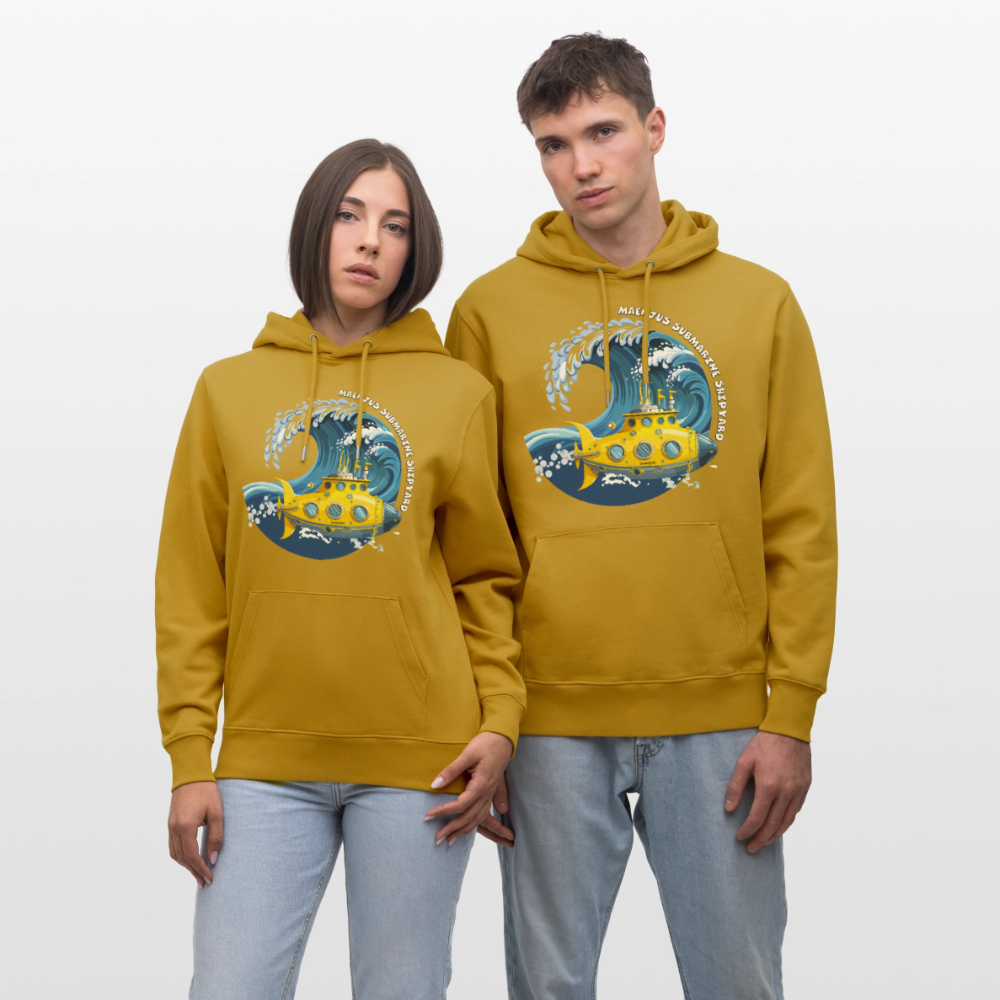 Unisex Bio-Hoodie mit MAENJUS SUBMARINE SHIPYARD PRINT - Ocker