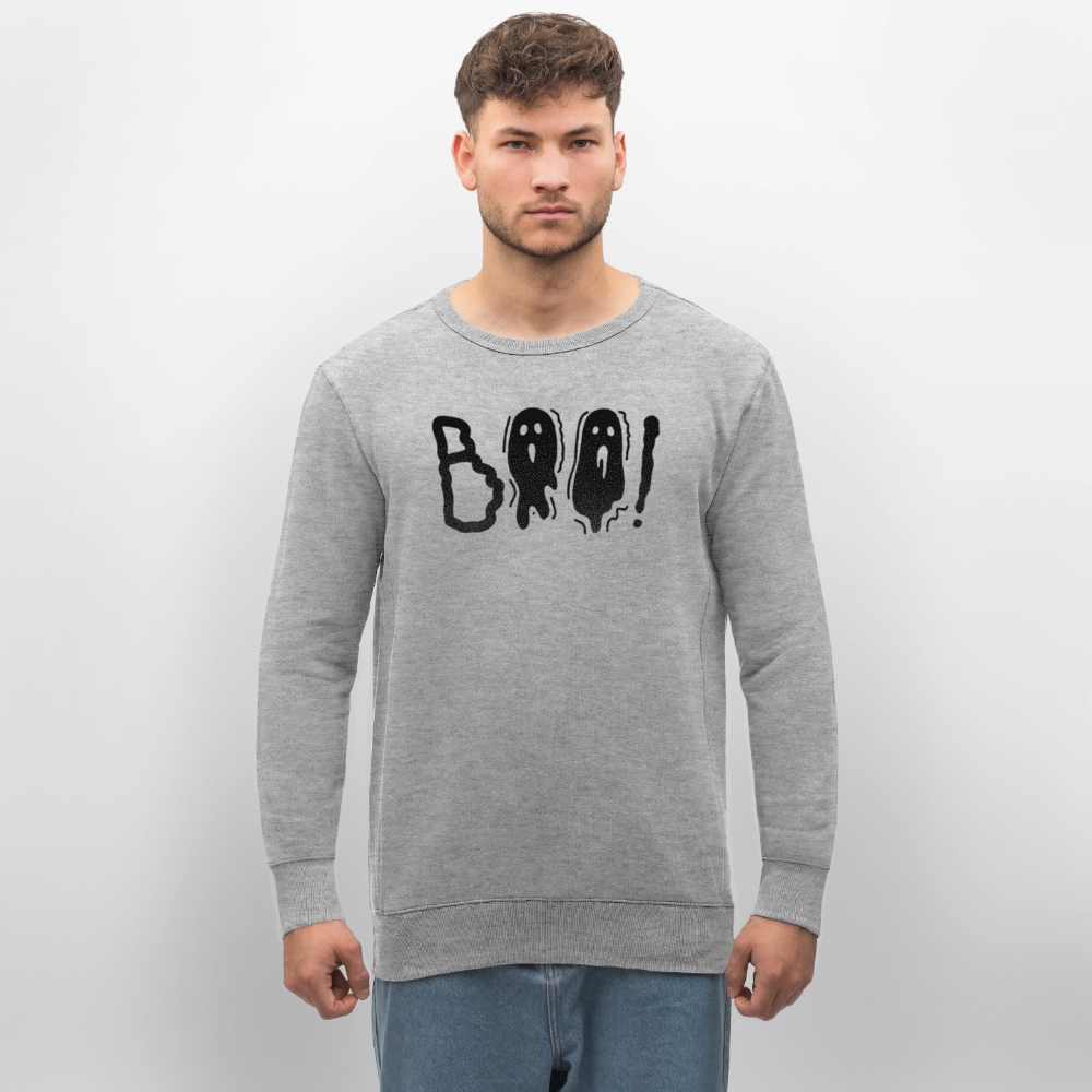 Unisex Bio-Sweatshirt mit BOO! PRINT - Grau meliert