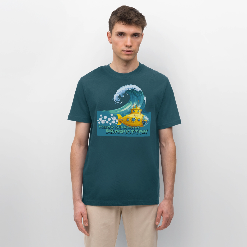 Unisex Bio-T-Shirt mit YELLOW SUBMARINE PRODUCTION PRINT - Dunkles Petrol