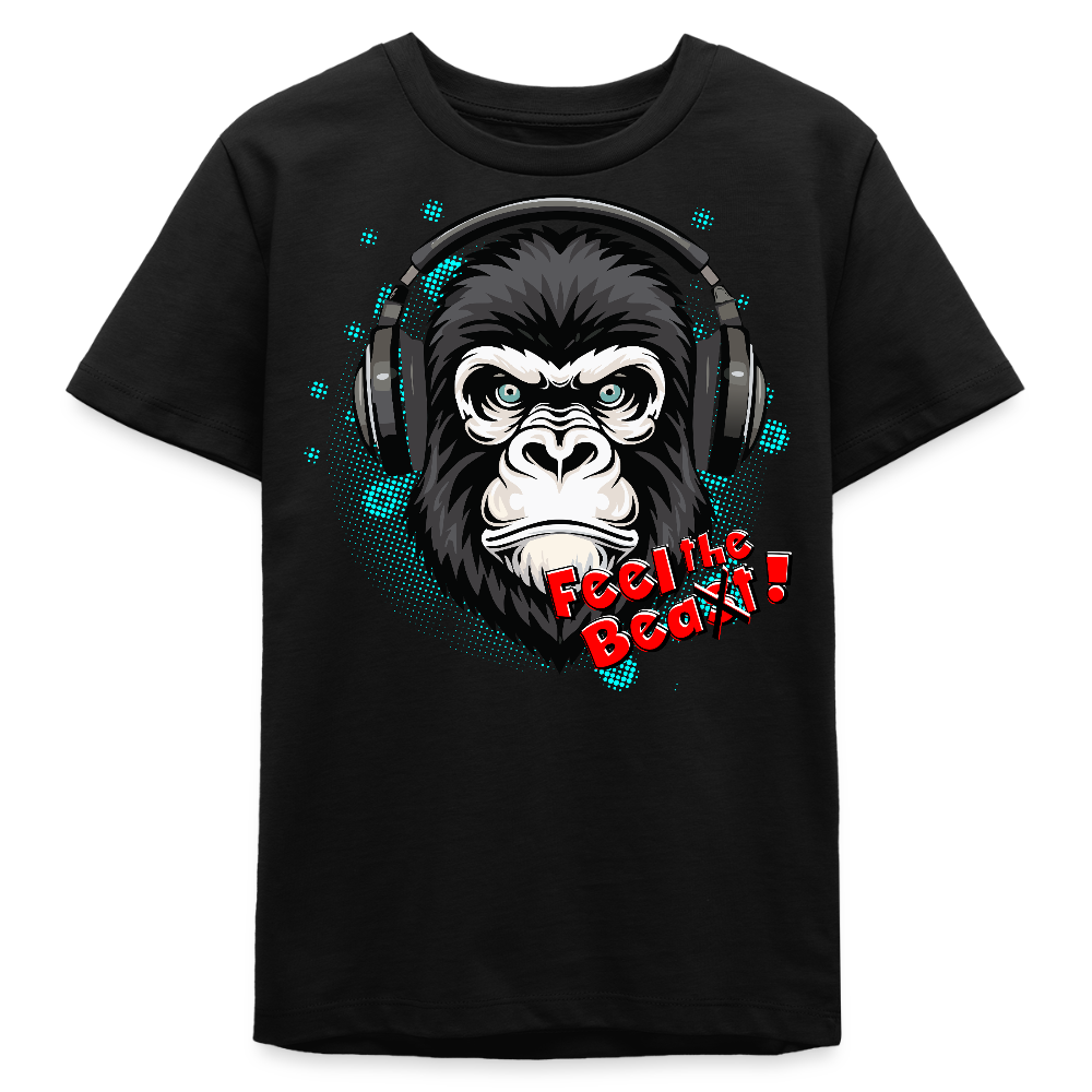 MNJS TEENS Bio T-Shirt mit FEEL THE BEA(S)T PRINT - Schwarz
