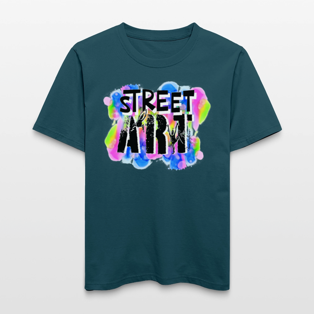 Unisex Bio-T-Shirt mit STREET ART PRINT - Dunkles Petrol