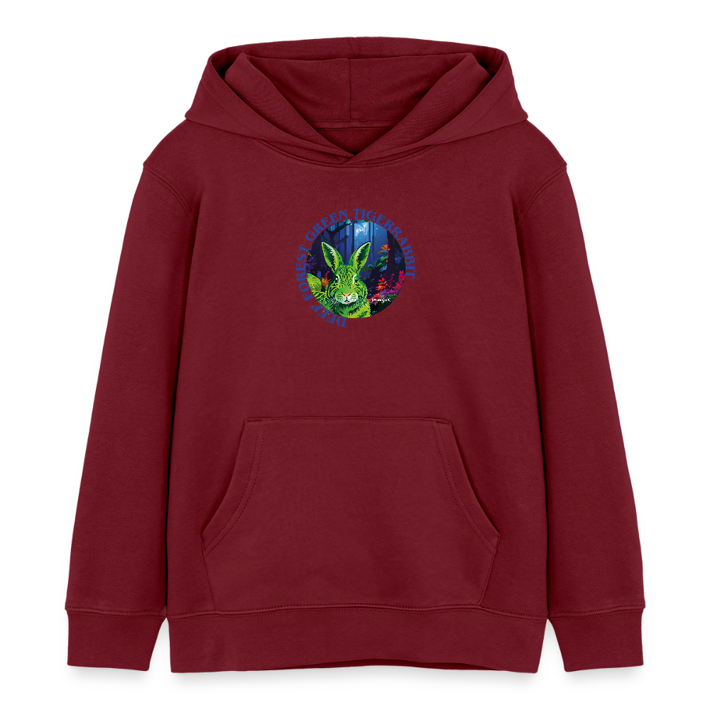 MNJS KIDS Bio-Hoodie mit DEEP FOREST GREEN TIGERRABBIT PRINT - Burgunderrot