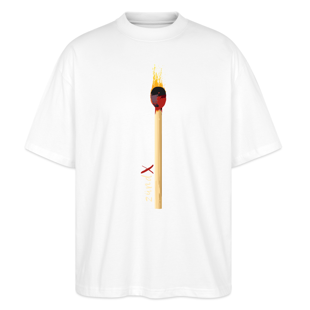 Oversized Unisex T-Shirt mit ZÜNDX PRINT - Weiß