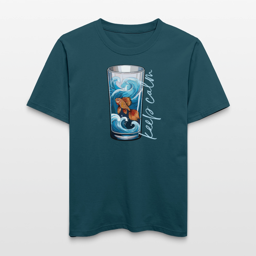 Unisex Bio-T-Shirt mit KEEP CALM PRINT - Dunkles Petrol