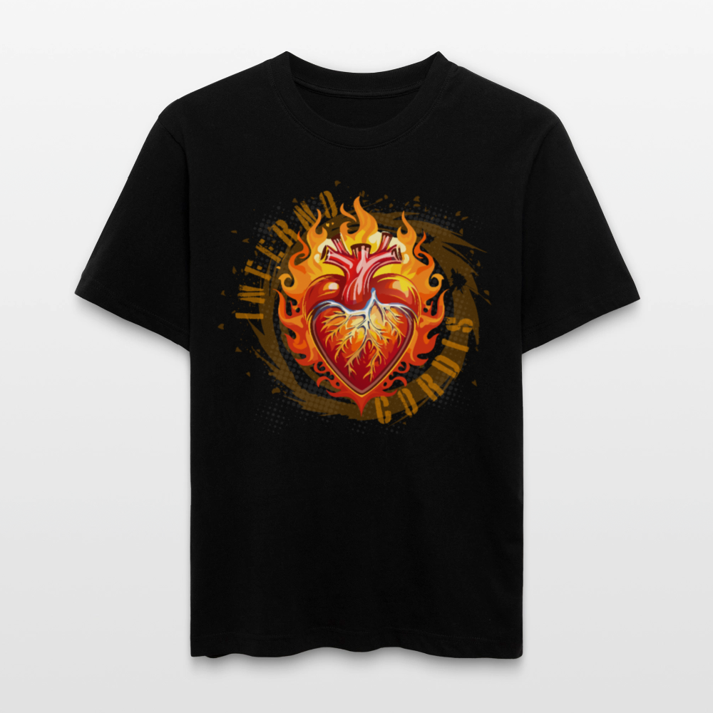 Unisex Bio-T-Shirt mit FEUERHERZ ORANGE PRINT - Schwarz
