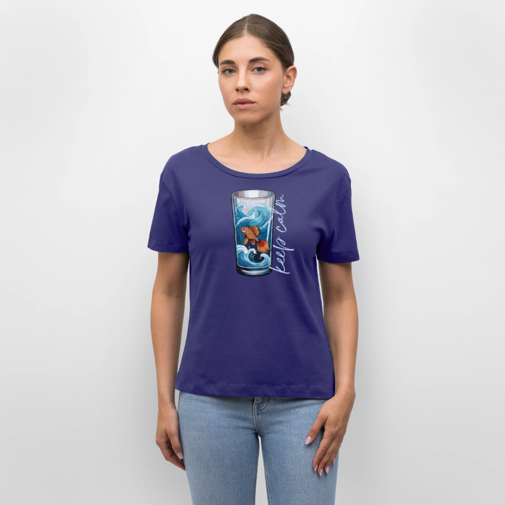 Relaxed Rundhals Frauen Bio-T-Shirt mit KEEP CALM PRINT - Dämmerung