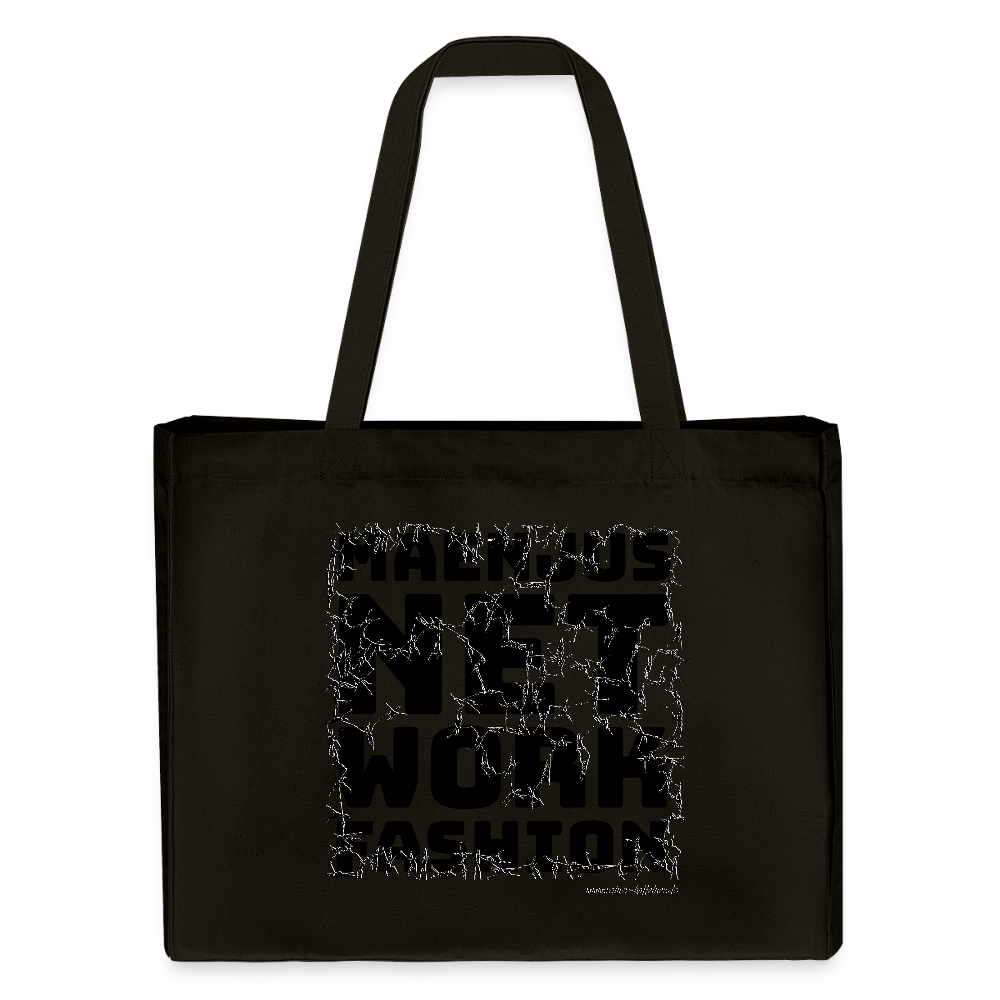 Recycelter Shopping Bag mit MAENJUS NETWORK FASHION PRINT - Schwarz