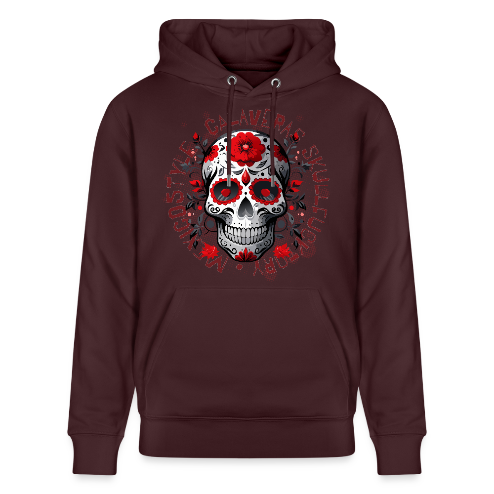 Unisex Hoodie mit CALAVERAS SKULL PRINT - Maroon