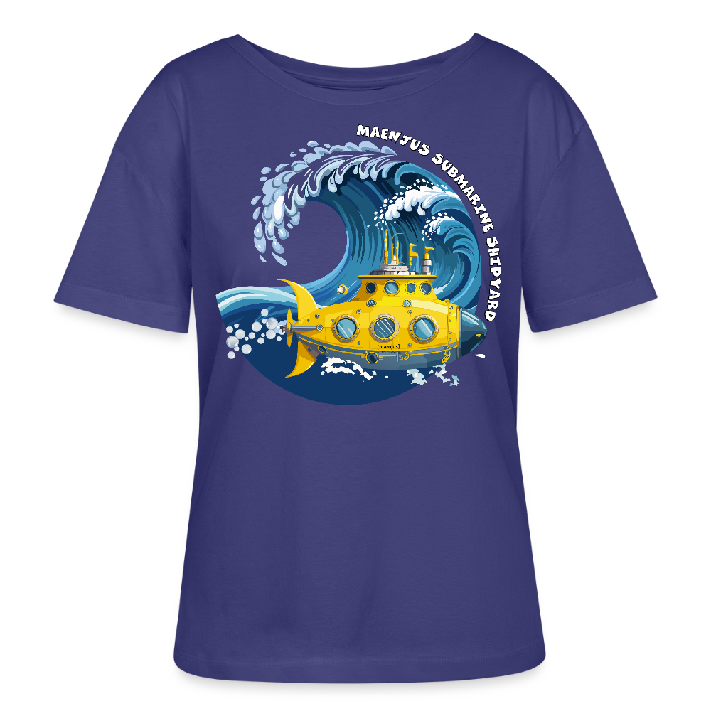 Relaxed Rundhals Frauen Bio-T-Shirt mit MAENJUS SUBMARINE SHIPYARD PRINT - Dämmerung