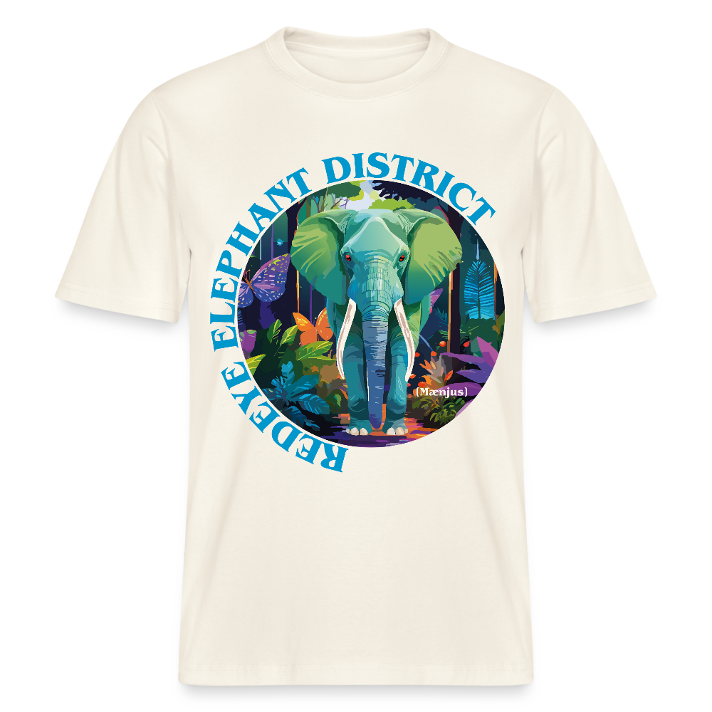 Relaxed Fit Unisex Bio-T-Shirt mit REDEYE ELEPHANT DISTRICT PRINT Vorderseite - Naturweiß 