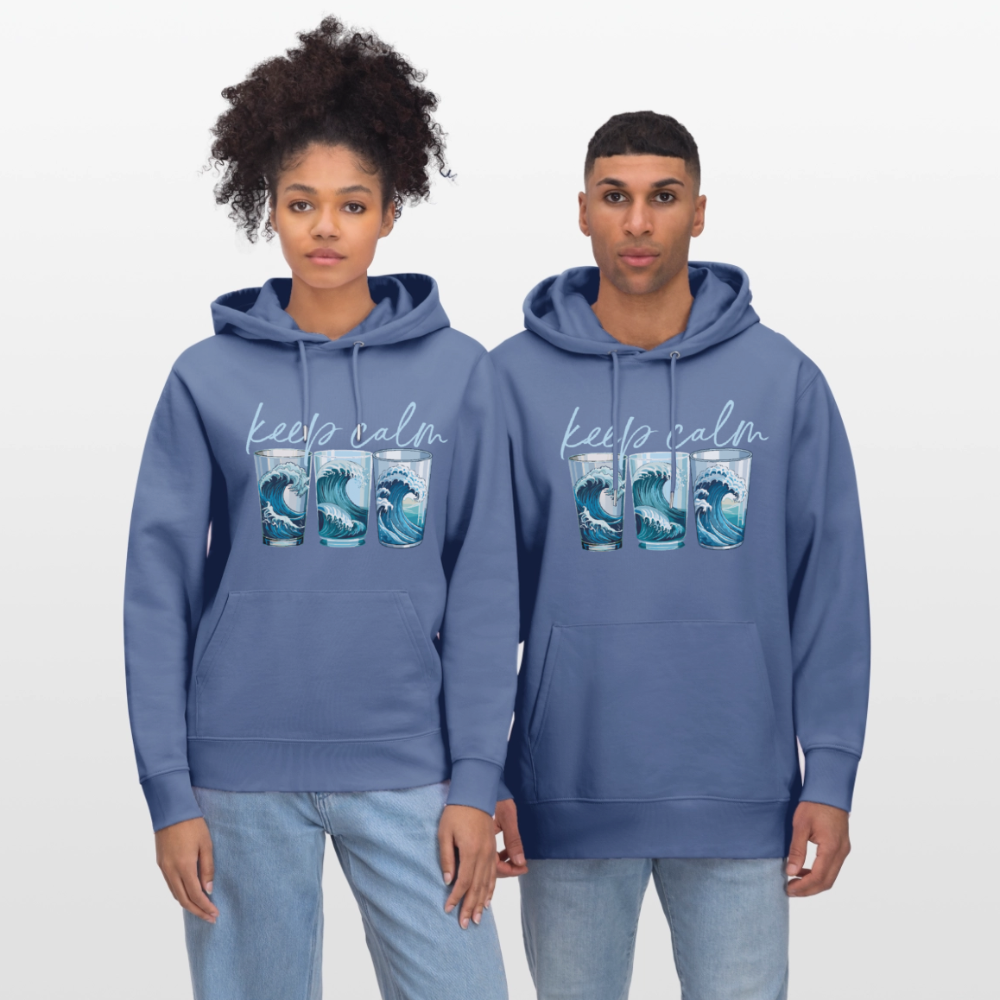 Unisex Bio-Hoodie mit KEEP CALM PRINT - Blau