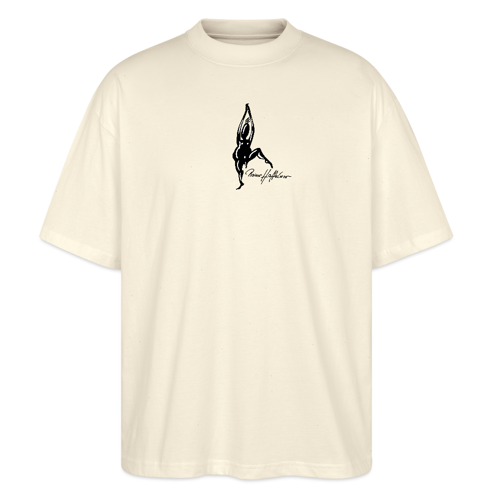 Oversized Unisex Bio T-Shirt mit TUSCHEMÄNNCHEN PRINT - Weißgrau