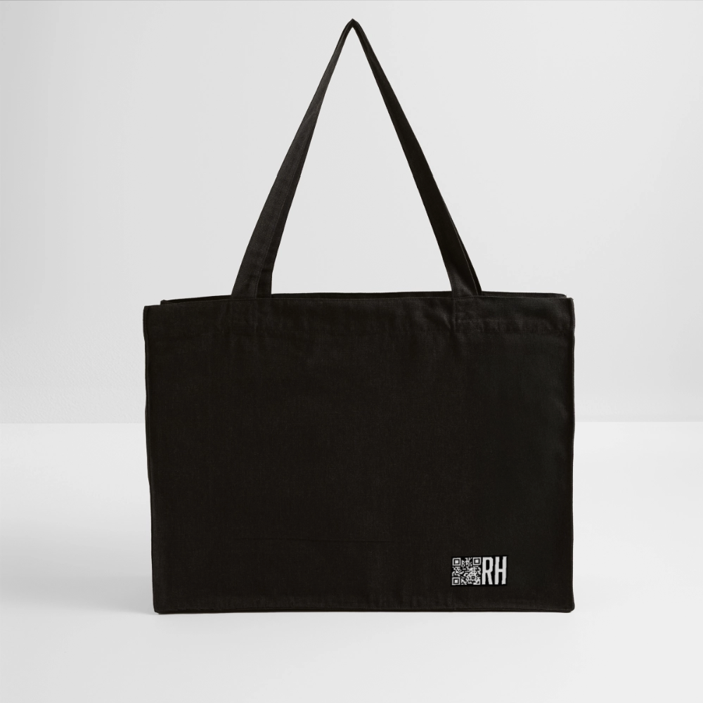 Recycelter Shopping Bag mit MAENJUS NETWORK FASHION PRINT - Schwarz