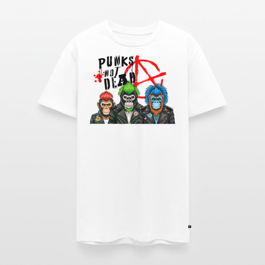 Männer Premium T-Shirt mit PUNKS NOT DEAD PRINT - Weiß