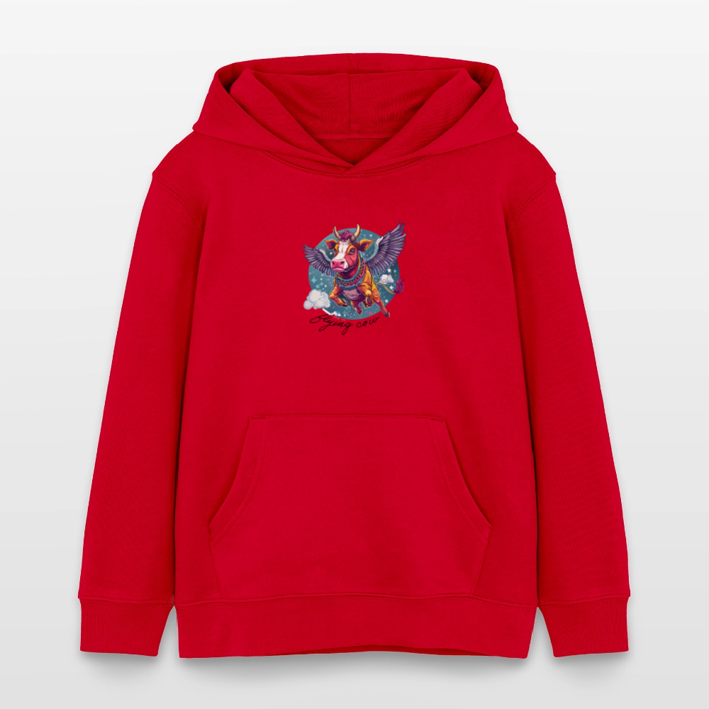 MNJS KIDS Bio-Hoodie mit FLYING COW PRINT - Rot