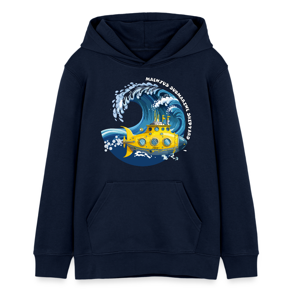 Teens Bio-Hoodie mit MAENJUS SUBMARINE SHIPYARD PRINT - Navy