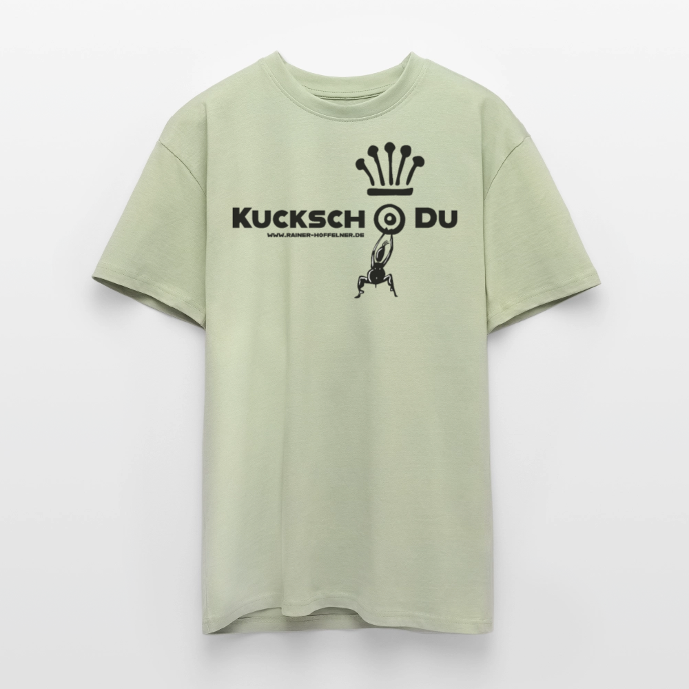 Heavy Oversize T-Shirt mit KUCKSCH DU PRINT - Leichtes Salbeigrün 