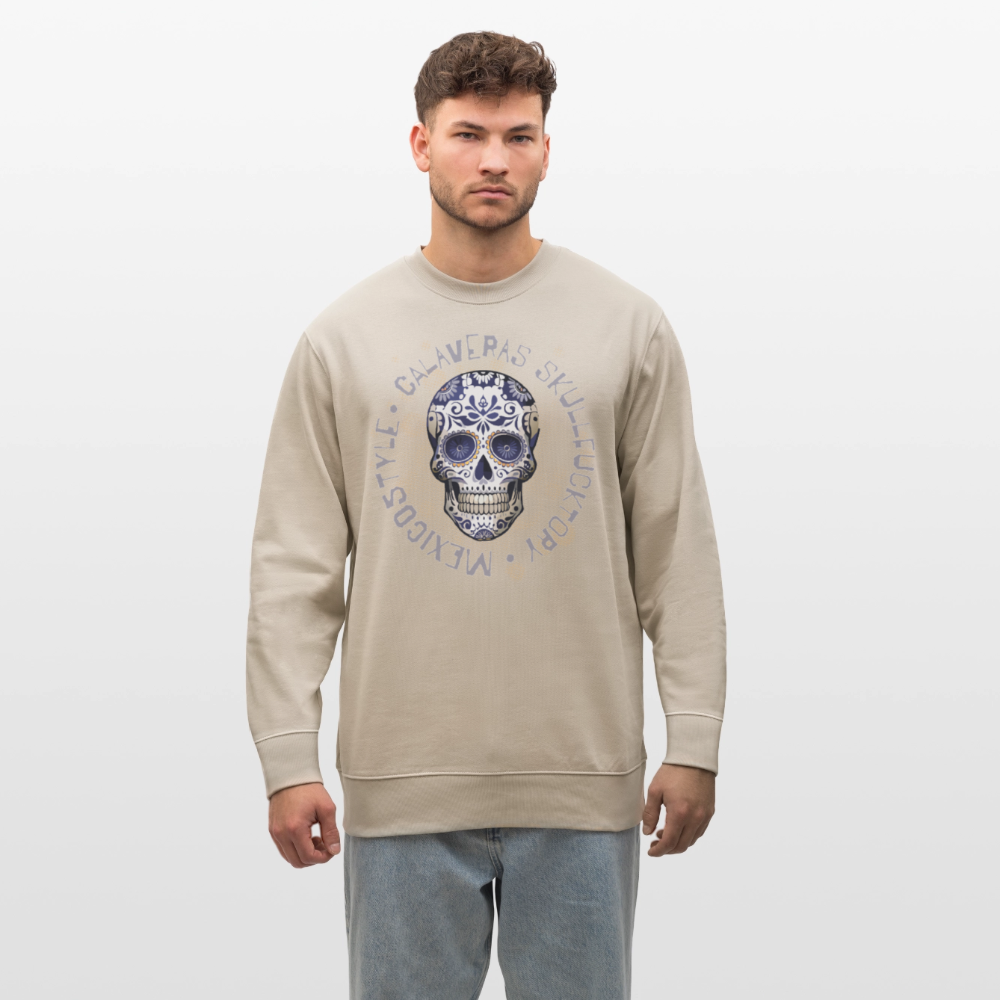 Unisex Bio-Sweatshirt mit CALAVERAS SKULL PRINT - Beige