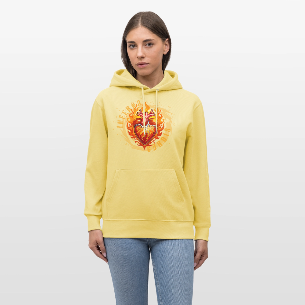 Unisex Bio-Hoodie mit FEUERHERZ PRINT - Gelb Viva 