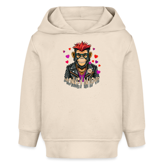 MNJS KIDS Bio Hoodie mit MONKEY IN LOVE PRINT - Weißgrau