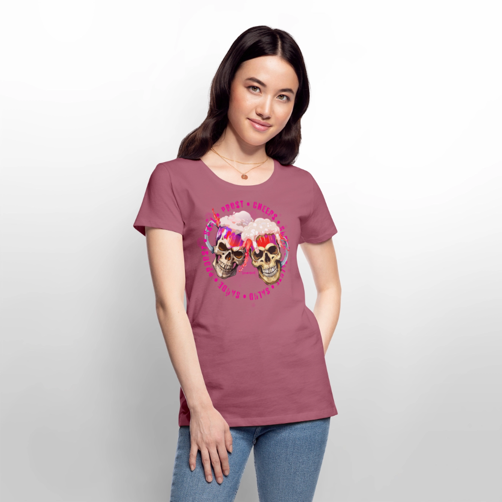 Frauen Premium T-Shirt mit OKTOBERFEST SKULL GIRL PRINT - Mauve