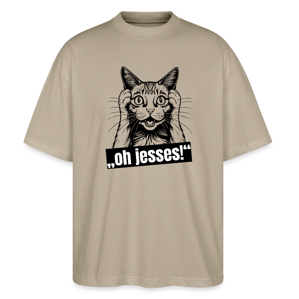 Oversized Unisex T-Shirt mit OH JESSES PRINT - Steingrau