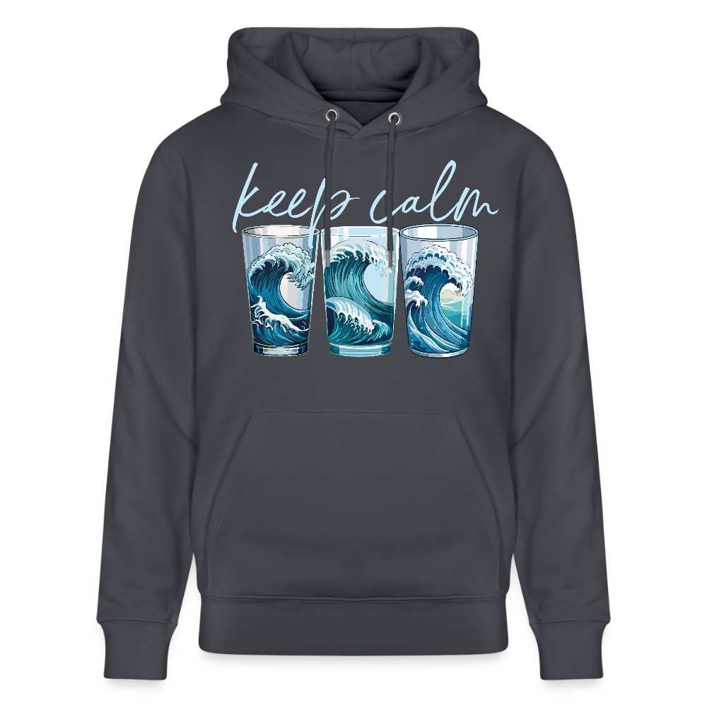 Unisex Bio-Hoodie mit KEEP CALM PRINT - Indigoblau