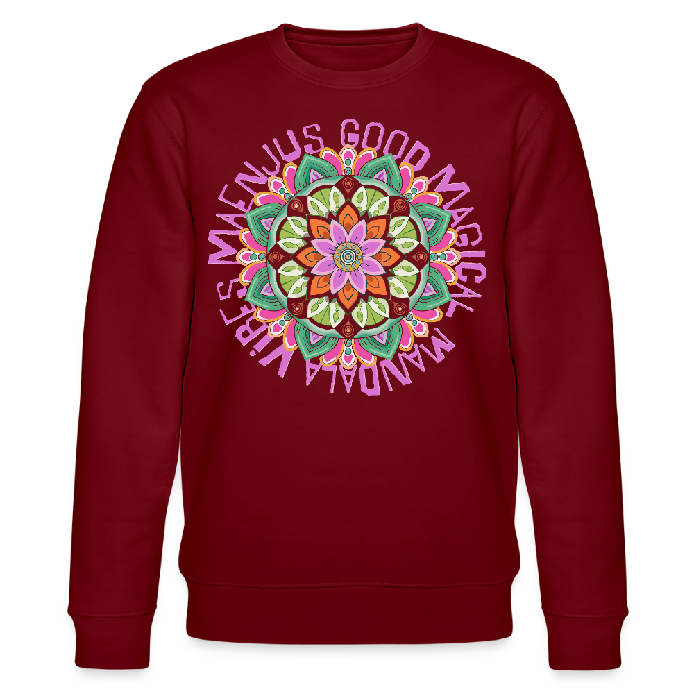 Unisex Bio-Sweatshirt mit MANDALA VIBES PRINT - Burgunderrot