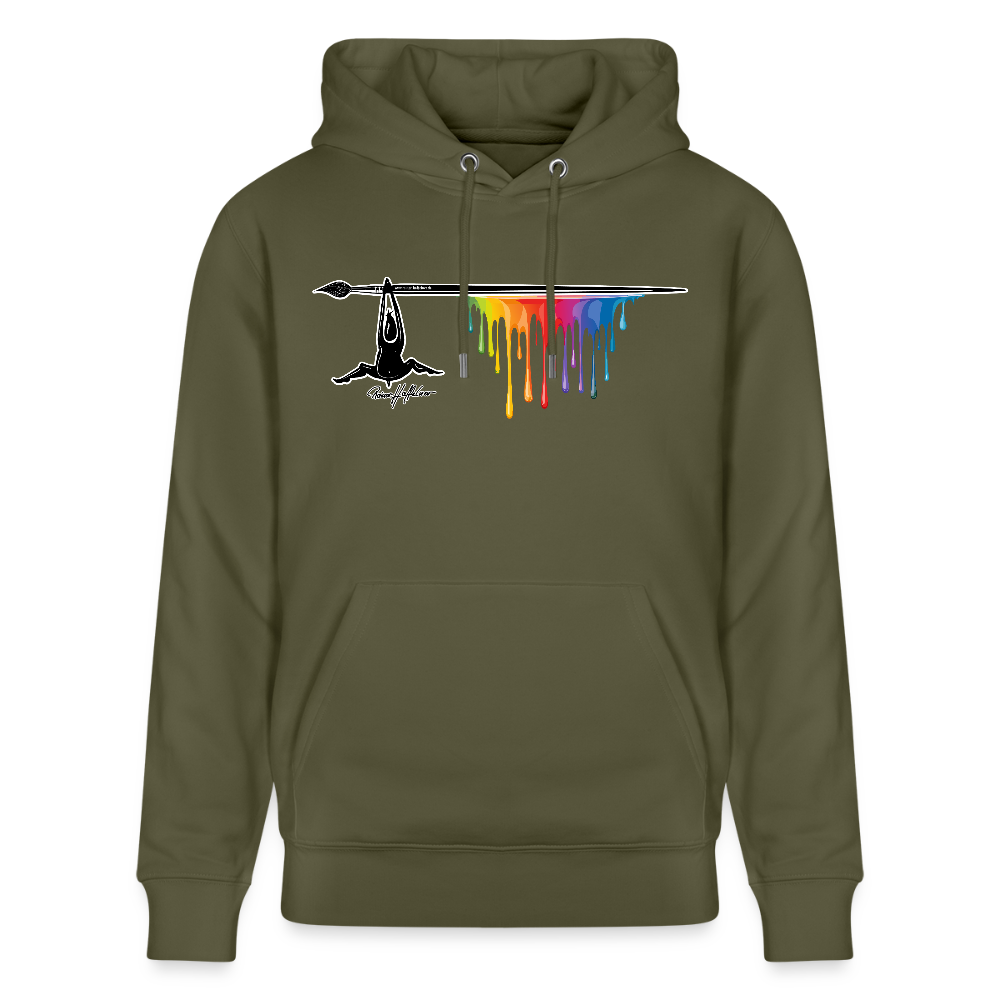Unisex Hoodie mit TUSCHEMÄNNCHEN PRINT - Khaki Grün