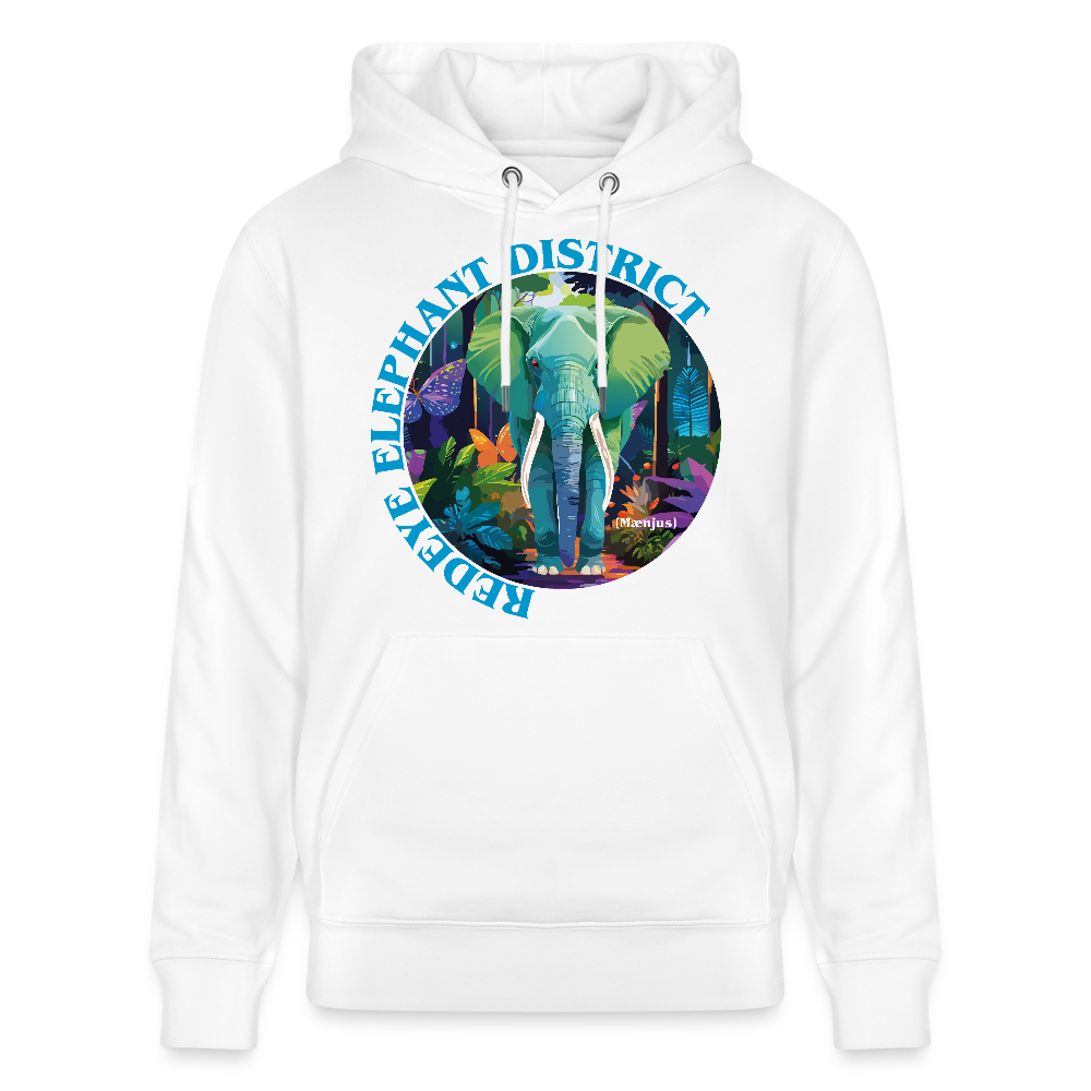Unisex Bio-Hoodie mit REDEYE ELEPHANT DISTRICT PRINT - Weiß