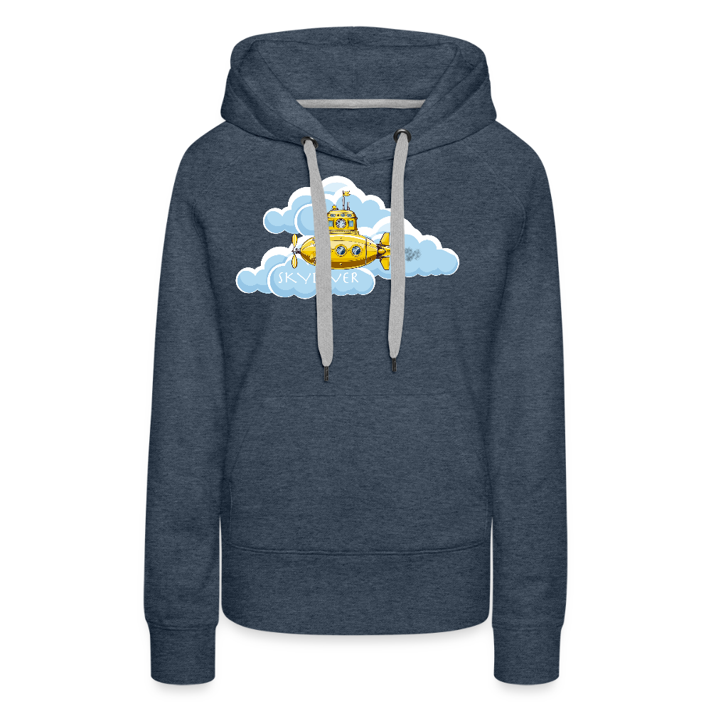 Frauen Premium Hoodie mit SKYDIVER PRINT - Jeansblau