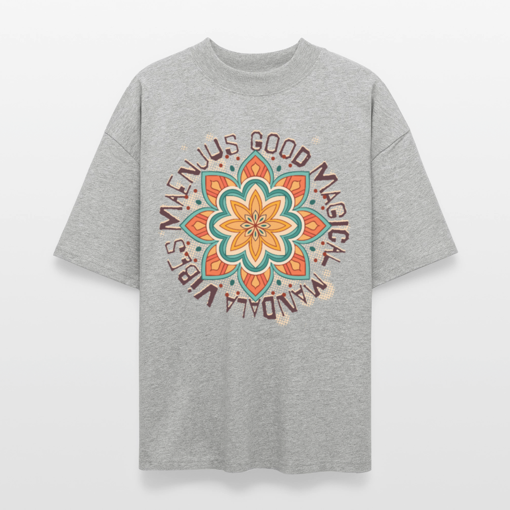 Oversized Unisex Bio T-Shirt mit MANDALA VIBES PRINT - Grau meliert