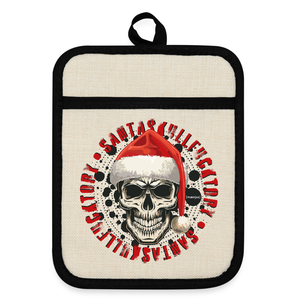 Topflappen mit Gummirückseite mit SANTASKULL FUCKTORY PRINT - Leinen/Schwarz 