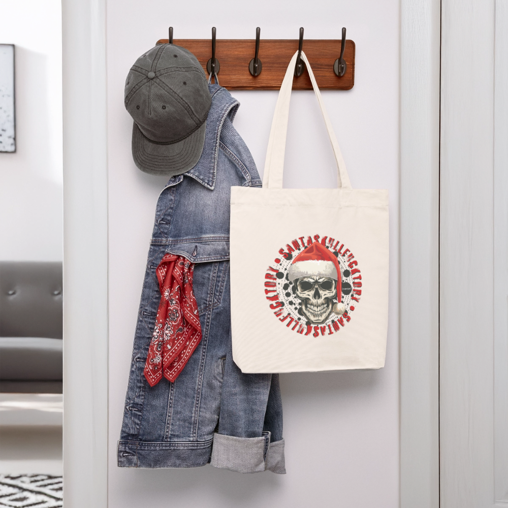Recycelter Heavyweight Stoffbeutel mit SANTASKULL PRINT - Naturweiß