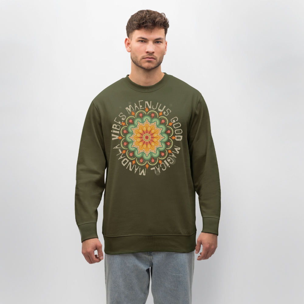 Unisex Bio-Sweatshirt mit MANDALA VIBES PRINT - Khaki