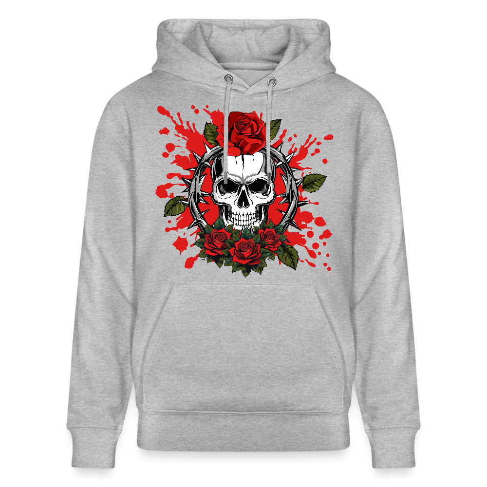 Unisex Hoodie mit ROSENSKULL PRINT - Grau meliert