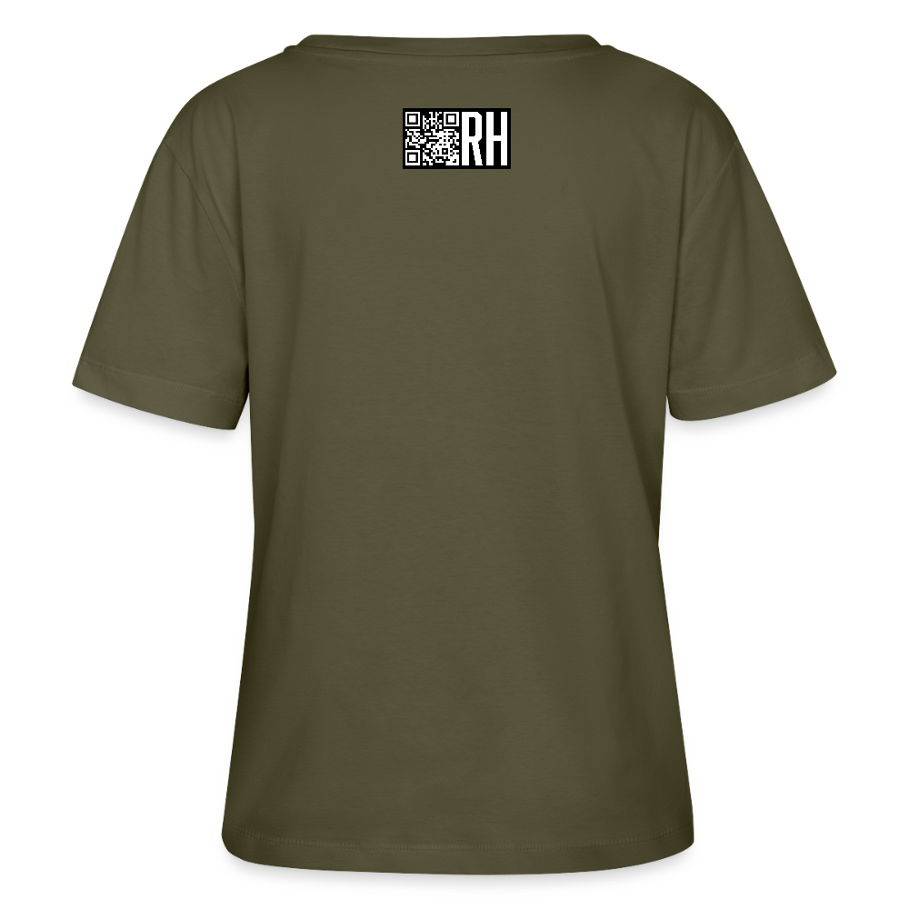 Relaxed Rundhals Frauen Bio-T-Shirt mit STREET ART PRINT - Khaki