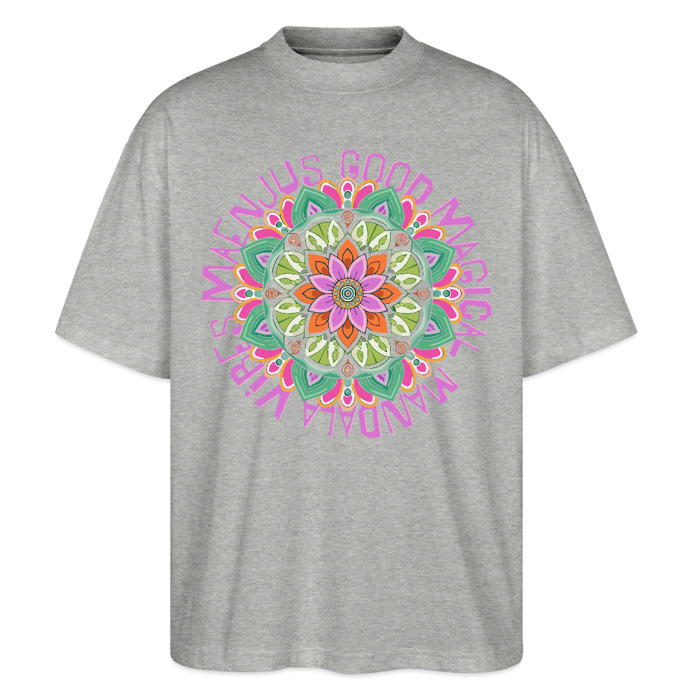 Oversized Unisex Bio T-Shirt mit MANDALA VIBES PRINT - Grau meliert