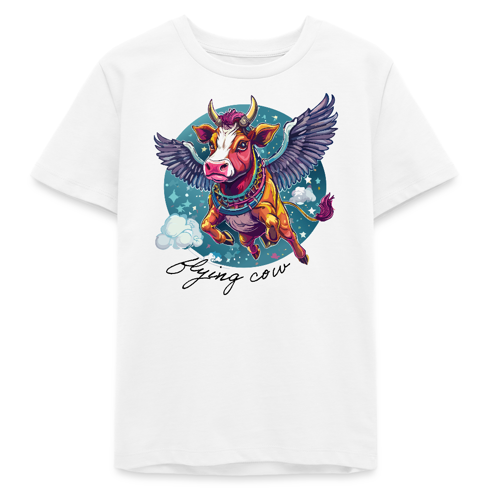 MNJS TEENS Bio T-Shirt mit FLYING COW PRINT - Weiß