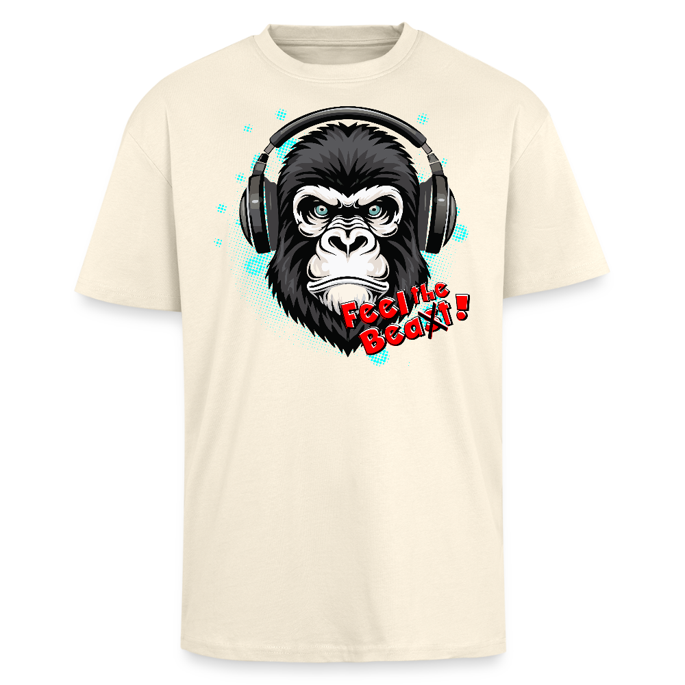 Heavy Oversize T-Shirt mit FEEL THE BEA(S)T PRINT - Creme