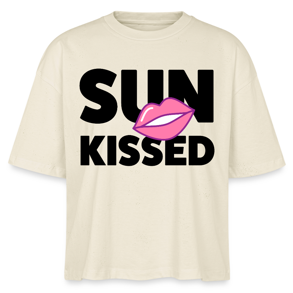 Frauen Boxy Bio-T-Shirt mit SUN KISSED PRINT - Weißgrau