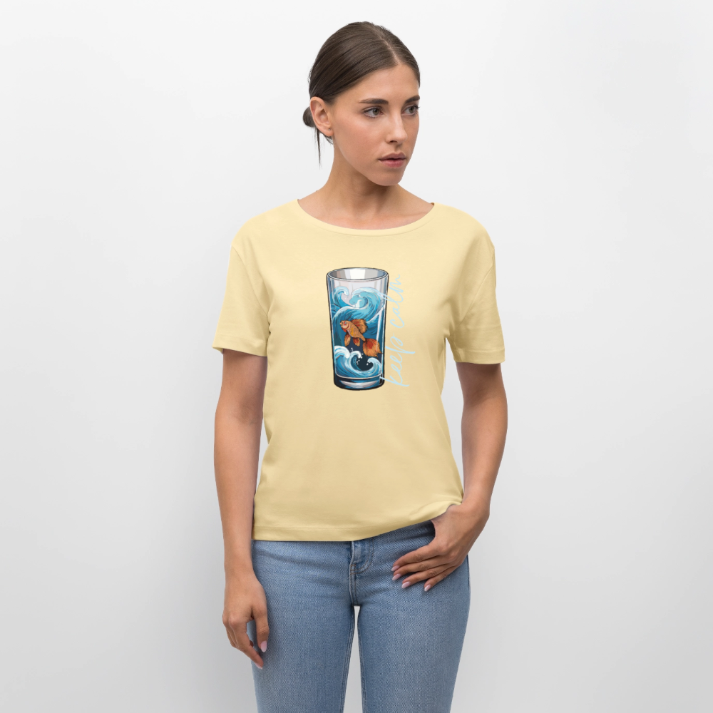 Relaxed Rundhals Frauen Bio-T-Shirt mit KEEP CALM PRINT - Creme