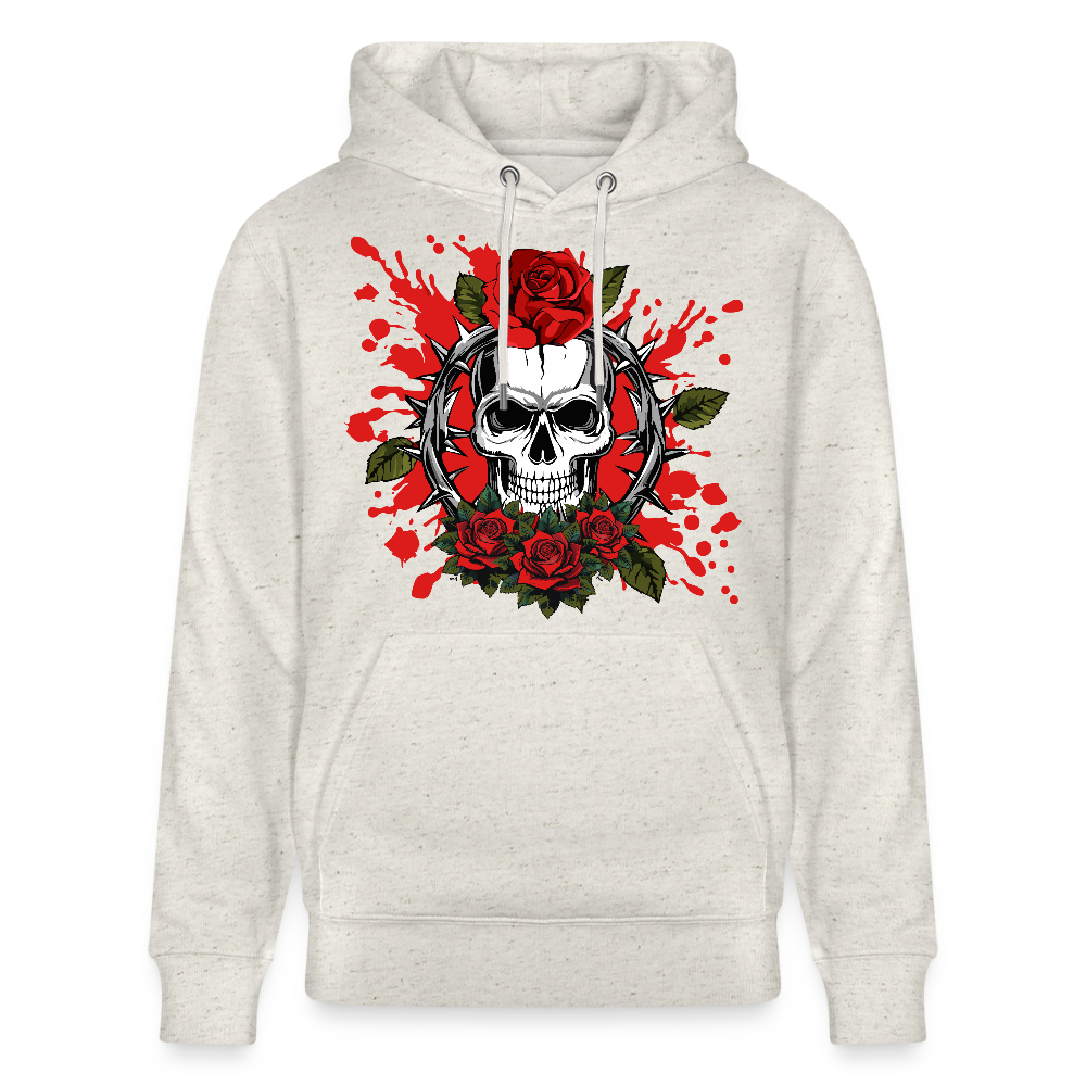 Unisex Hoodie mit ROSENSKULL PRINT - Beige meliert