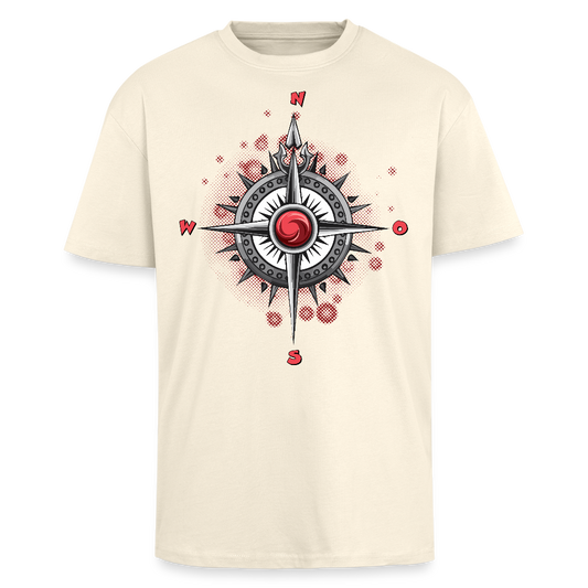 Heavy Oversize T-Shirt mit WINDROSE PRINT - Creme