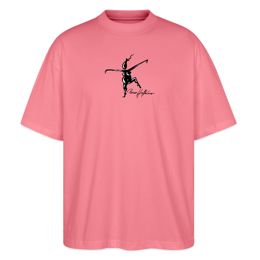 Oversized Unisex Bio T-Shirt mit TUSCHEWEIBCHEN PRINT - Pink 