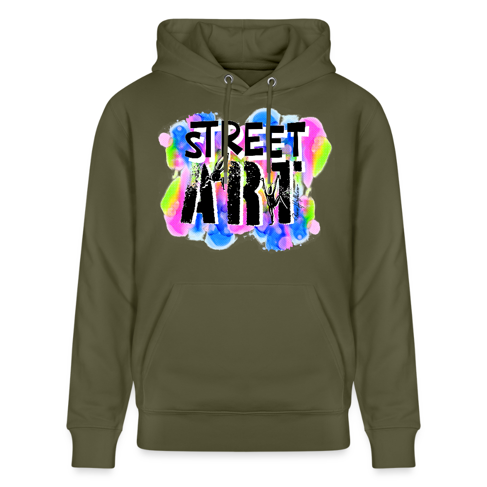 Unisex Bio-Hoodie mit STREET ART PRINT - Khaki Grün