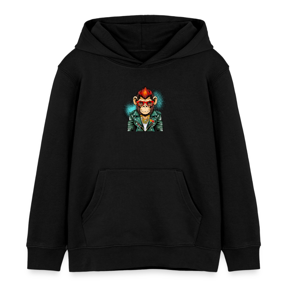 MNJS KIDS Bio-Hoodie mit MONKEY PRINT - Schwarz
